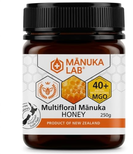 Manuka Lab Manuka Honey 40+ MGO, 250g, New Zealand Certified | Sugar free alternative, ideal for spooning, drizzling over yoghurt and toast, or stirring into warm drinks. Natural Energy.