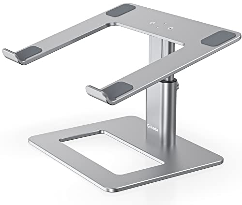 Gokeda Support de Moniteur de Bureau Réglable en Hauteur - en Métal - Compatible Avec Ordinateur Portable, Ordinateur, Écran, iMac, TV, PC - Pour Bureau et Maison (PC Jusqu'à 15 kg)