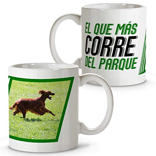 LolaPix Tazas Originales. Taza Personalizada. Regalo Personalizado. Foto Mascota. Taza Cerámica. Diseño Perro. Perro Corre