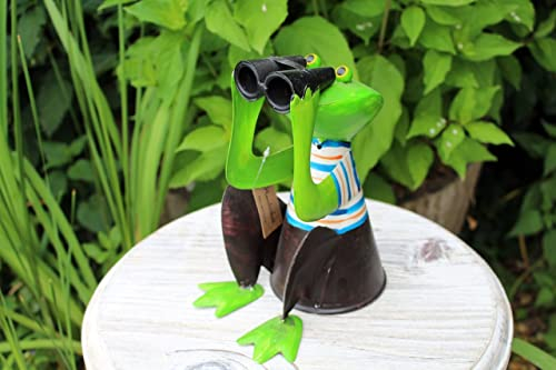 Gwenys Haus Sgabello per recinzione, rana con binocolo II