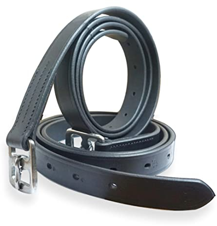 Pferdelinis Steigbügelriemen aus Leder in schwarz, passend für englische Sättel Steigbügelriemen Länge 130cm - 160cm (150 cm, Schwarz)