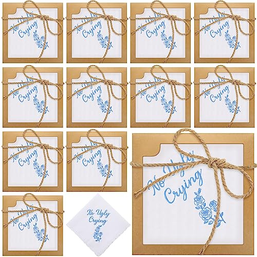 Kajaia 12 Sets Wedding Handkerchief Embroidered Lace, No Ugly Crying
