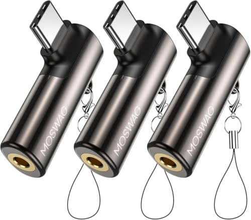 MOSWAG USB C to 3.5 mm Jack Adapter, Type C to 3.5mm Headphone Aux Digital Audio Earphone adapter Zinc Alloy Headphone Adapter For Samsung Galaxy S23 S22 Note10 A80 Huawei P50/P40 Pro,Google Pixel 4XL