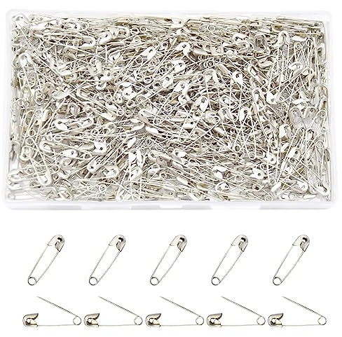 Hocansen 500 Stück Sicherheitsnadeln 20mm klein Mini Sicherheitsnadeln aus Metall für Nähen und Basteln Zubehör(Silber/BZ)