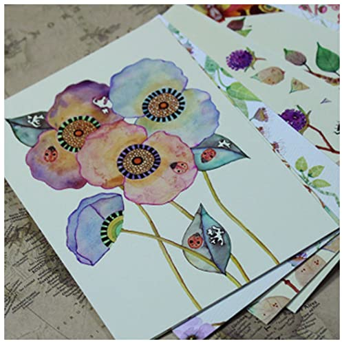 3D Weihnachtskarte 22pcs / Lot Nette Hand Malerei Vögel und Blumen frische Aquarell Postkarten Hochzeit eingeladen Karten, die Glückwunsch feiern Weihnachtskarte