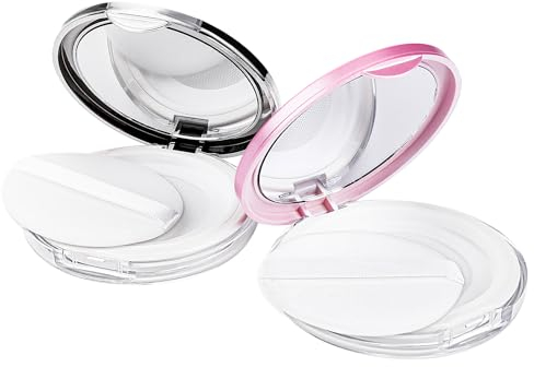 Mabor Lot de 2 récipients à poudre libre pour femmes et filles - Conteneurs vides pour poudre de visage - Conteneurs compacts avec miroir vides et réutilisables