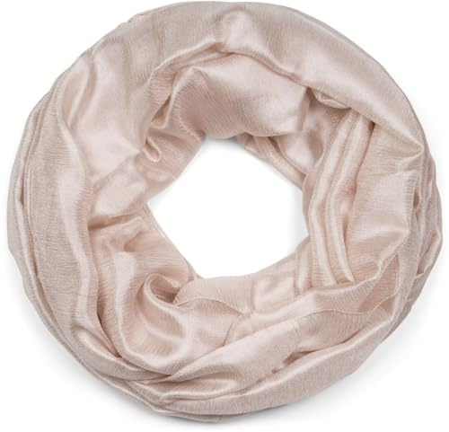 styleBREAKER Sciarpa loop leggera e setosa da donna in colori uniti, sciarpa tubolare estiva leggera in tinta unita 01017063, colore:Beige