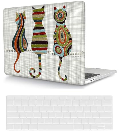 Laptop Hülle für MacBook 12 Zoll Modell A1534 mit Retina Display 2017 2016 2015 Freisetzung, Plastik Schützend Hartschale Case Cover & Tastaturschutz, Katze
