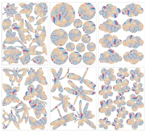 RNHDLY Suncatcher Sticker 62 Pcs Prisma Fensteraufkleber, Sonnenfänger Aufkleber Fenster, Fensteraufkleber Vogelschutz, Regenbogen Fensterfolie Vogelschutz für Fensteraufprallschutz