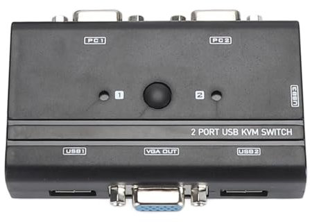 Annadue VGA USB KVM Switch 2 Port Manual Switch for 2 PC Sharing 1 Video Monitor, Keyboard, Mouse, for Windows 10, 8, 7 XP