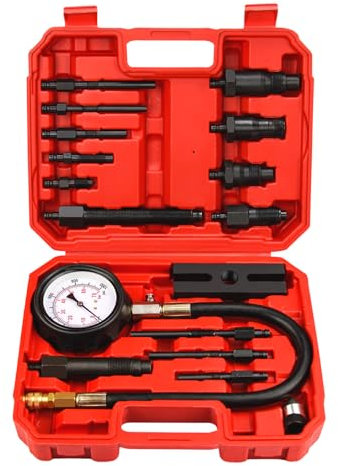 Bicos Diesel Engine Compression Tester Kit with 0-1000 psi Gauge and Adapters Cylinder Pressure Test Tool Kit Diesel Injector Tester Check Cylinders in Diesel Car & Truck