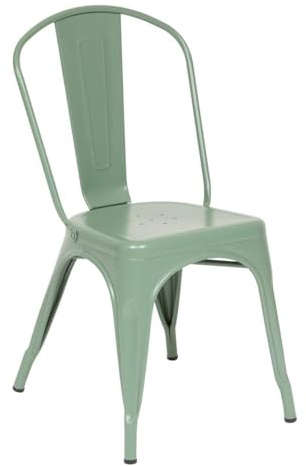Atmosphera - Silla Niko, Verde Oliva - Acero, Apilable, An. 48 x Al. 85 cm, Estilo Industrial - para Cocina y Comedor