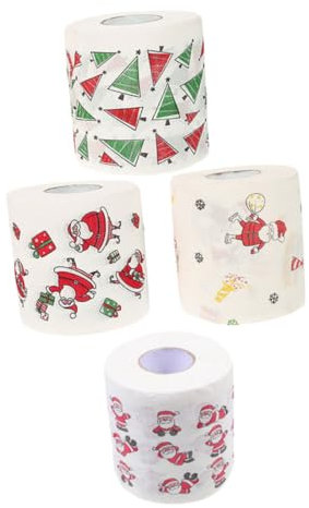 minkissy 4 Rollen Toilettenpapier Mit Weihnachtsmuster Bedrucktes Toilettenpapier Toilettenpapier Bedrucktes Badetuch Toilettenpapier Tischservietten Küchenpapier