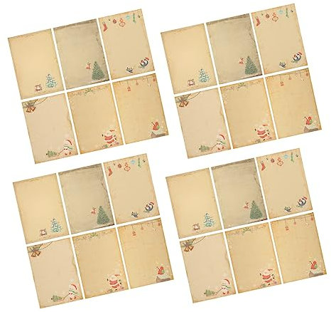 Parliky Retro-vintage-weihnachtsbriefe 60 Stück Papier Briefpapier Tragbares Papier Zum Schreiben Von Weihnachtsbriefen Altmodischer Stil