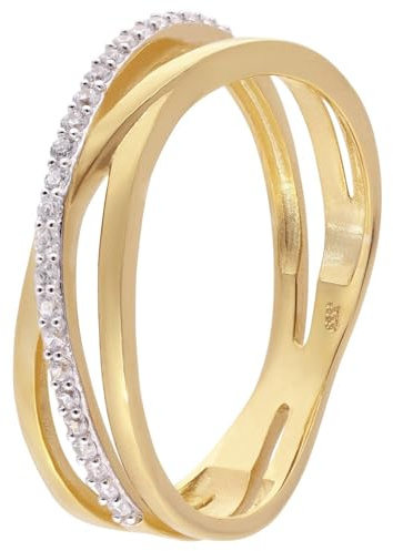 trendor Damenring Gold 333/8K Zirkonia-Ring 68452 | elegantes Schmuckstück für Frauen, zauberhafte Geschenkidee und tolles Accessoire,