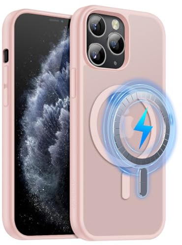 MOBESV Magnetisch Hülle für iPhone 11 Pro 5,8 Zoll, Handyhülle kompatibel mit MagSafe, Durchscheinende Matte Dünn Stoßfest Schutzhülle, Rosa