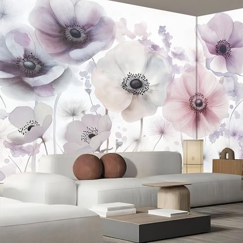 Carta da Parati Fotomurale, Fiori Ad Acquerello Murale Carta da Parati Soggiorno, Dente Leone Motivo Foto Murale Carta da Parati, 250×175cm Carta da Parati Fotografica