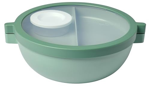 Mepal - Bento Schüssel Vita - Brotdose mit Fächern - Extra Dressing-Deckel & Tablett - Bentobox - Salatbox to-go - 1500 ml - Nordic sage