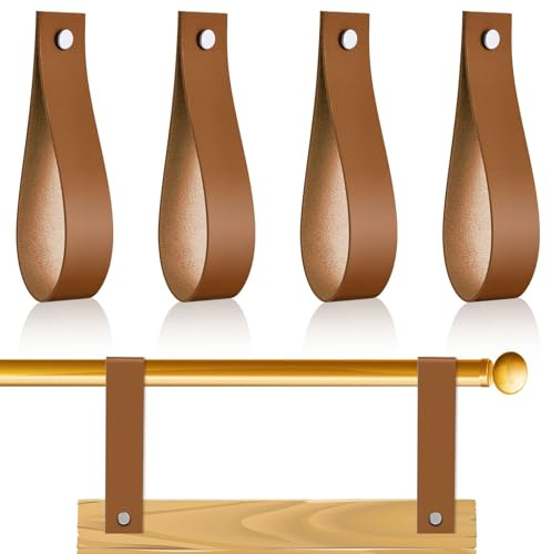 Vercraft Lot de 4 sangles de panneau en cuir pour suspendre une tringle à rideau en cuir pour panneau de fiançailles, panneau de mariage, panneau de bienvenue, affichage d'événement, tableau de siège,