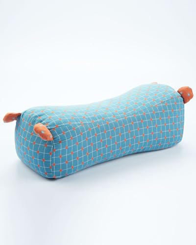 EDMILE Buckwheat Neck Roll Pillow for Sleeping, Cylinder Pillows Buckwheat Hull Pillow, Adjustable Firm Support Pillow with Pillowcase, Cute Adjust Filling Pillow for Stretch Neck, Blue 16X6