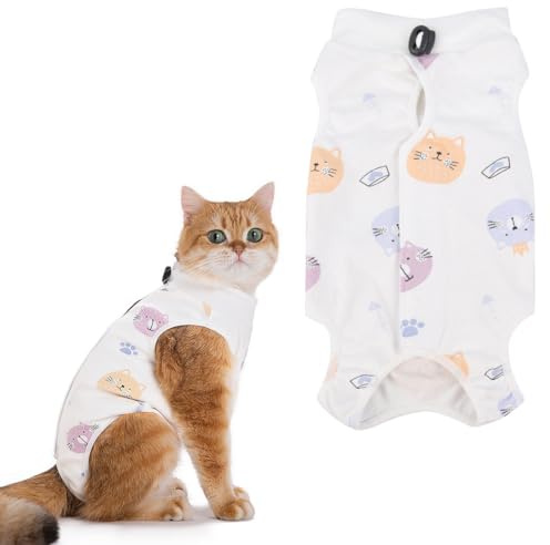 AIYVELU Gatto chirurgia recupero Onesie traspirante anti-leccamento Cono, professionale gatto recupero camice per ferite addominali o malattie della pelle (taglia M, 2-4kg)