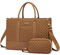 LOVEVOOK Laptop Handbags for Women 15.6 Inch, Ladies Large Work Tote Bag with with Adjustable Straps & Purse,Lightweight womens Shoulder Bag for Office Business School, Brown