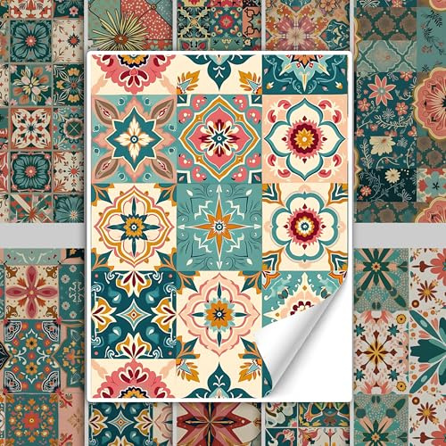 GRAZDesign Wasserfeste Fliesenaufkleber orientalisch Bad und Küche, Klebefliesen selbstklebend, Muster marokkanisch - 20x25cm / 50 Stück