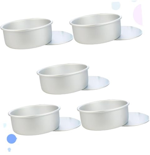 KICHOUSE 5pezzi Stampi Torte Rotondi in Lega Di Alluminio Con Fondo Rimovibile Teglia Da Forno Antiscivolo Per Dolci Mini Pasticceria Teglie Torte Antiaderenti Per Crostate e Pudding