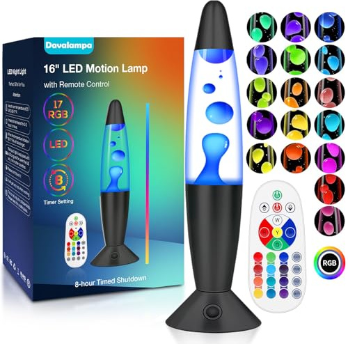 Lampe a Lave XXL Noir LED 17 Changement de Couleur avec Télécommande. Lampes à mouvement liquide pour Enfants Adultes. Veilleuse personnalisée pour Chambre Salon. Cadeau Anniversaire Noel Lumière