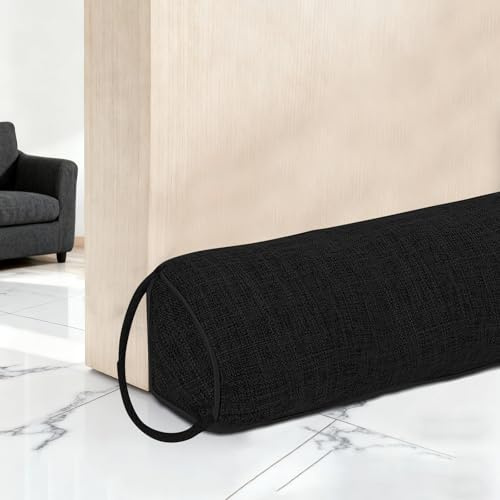 Zugluftstopper für Türen - 82cm Schwerer Tür Zugluftstopper Windstopper, Türluftstopper für Schutz, Luftzugstopper mit Aufhängeschlaufen zur Wind und Schalldämmung von Türen & Fenstern, Schwarz