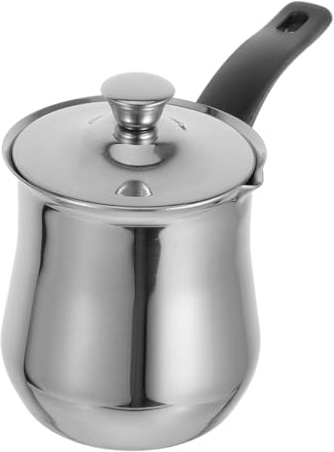 Elegante Tazza da tè retrò Europea Turca da 540 ml in Acciaio Inossidabile, bricco per caffè Espresso, bollitore per Schiuma di Latte, scaldalatte, scaldaburro, Coperchio e Facile