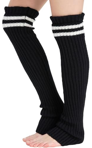 Nanxson Damen Preppy Kniestrümpfe Stulpen Kawaii Weich Strick Beinwärmer Winter Lange Socken Stilvoll Beinstulpen Legwarmers (Schwarz)