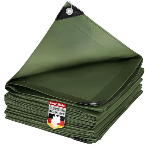 etm Lona impermeable de 140 g/m², 8 x 10 m, color verde, lona multiusos para protección contra la intemperie, apta para jardín, resistente a los rayos UV, revestimiento por ambos lados, impermeable y