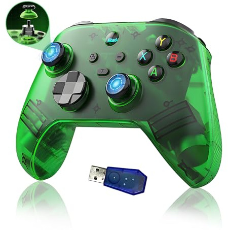 G6 PC Controllers Wireless Gaming Controller PC mit USB-Empfänger,Bluetooth-Controller für Android,Makroprogrammierung Zurück-Taste/Elektromagnetische Joystick&Trigger,400mAh,5 Verbindungsmodi (Grün)