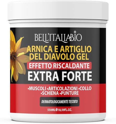 Arnica & Griffe Du Diable Gel Extra Fort 550ml Creme Chauffante Musculaire Sport Homme & Femme Arnica Gel Massage Decontracturant Musculaire Fort Made In Italy