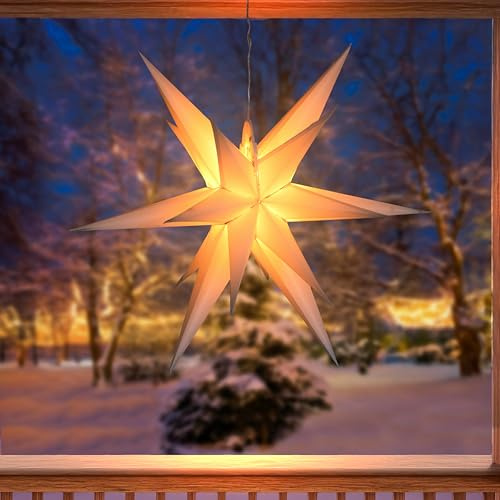 Esotec Solar Weihnachtsstern Weihnachtsdeko außen LED Garten Balkon 103420 | Solar Weihnachtsstern Ø57cm, 2 Lichtfarben 1800K/4000K, ca.10Std, LiFePO4 Akku wechselbar, 1,5Wp Solarmodul, 5m Zuleitung