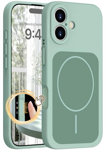 HGH Magnetisch für iPhone 17 Hülle Kompatibel mit Magsafe, integrierter Silikon-Kamerasteuerungsschutz, verdickter stoßfester Fallschutz Anti-Fingerabdruck Hülle für iPhone 17 Case,Grün