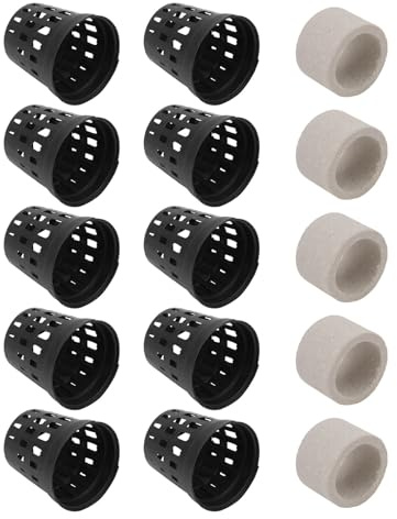 HOMSFOU Set 15 Pezzi Anelli e Tazze in Ceramica per Piante Acquatiche da Acquario, Fissatori Stabili Anelli di Respirazione, Accessori per Piantagione e Decorazione in Acquari di Piccole