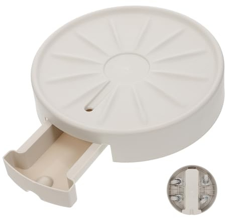 DEARMAMY Supporto per Fioriera con Ruote Mobili, Vassoio Rotondo Bianco con Cassetto Estraibile, Piattino Raccogli Gocce Ventilato per Vasi da Piante da Interno, Portavaso Resistente