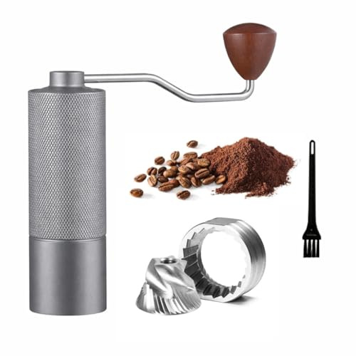 Manual Coffee Grinder, Aluminum Alloy Body Hand Coffee Grinder with Stainless Steel Conical Burr, Adjustable Grinding Levels for Espresso to French Press, 25-35g Capacity, 300-1500um