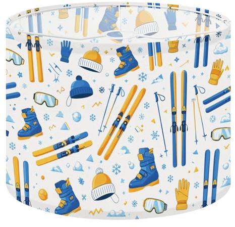 Drum Lamp Shades Vibrant winter sports gear skis boots goggles hats for outdoor Lampshade for Floor Lamps Table Lamp Pendant Light Linen 13x13x10 Replacement Large Lampshades