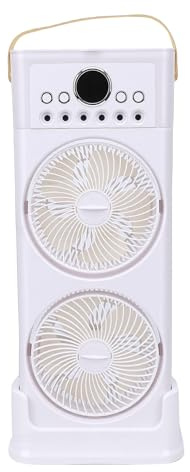 Oreilet Ventiladores de Nebulización Escritorio Enfriamiento Doble Ventilador, Ventilador Nebulización Portátil con Señor, Control Remoto, Ventiladores Pulverización Agua Acampar
