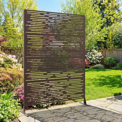 Metall Sichtschutz 180x117 cm, Freistehender Paravent Metallprivatsschirm, Erhöhter Sichtschutzzaun, Wetterfester Sichtschutz Für Innen Außen Terrasse Garten Veranda