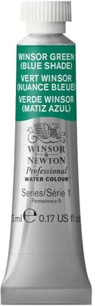Winsor & Newton 0102719 Professional Aquarellfarbe, lebendige Wasserfarben in Künstlerqualität, hohe Farbbrillanz & Leuchtkraft, lichtecht, Archivqualität, 5ml Tube - Winsorgrün (Blauton)