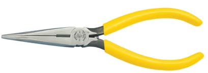 Klein Tools D203-7C Long Nose All-Purpose Spring Loaded Pliers, Forged Steel with Dual Material Journeyman Handles, 7-Inch