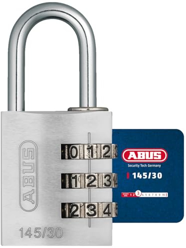 ABUS Zahlenschloss 145/30 Silber - Kofferschloss, Spindschloss u. v. m. - Aluminium-Vorhängeschloss - individuell einstellbarer Zahlencode - ABUS-Sicherheitslevel 3