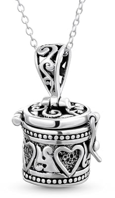 Bling Jewelry Vintage Stil Herz Medaillon Halskette Anhänger Aus 925er Sterlingsilber – Aufklappbarer Andenkenhalter Mit Filigranem Design Für Frauen Und Teenager Oxidiertes Silber