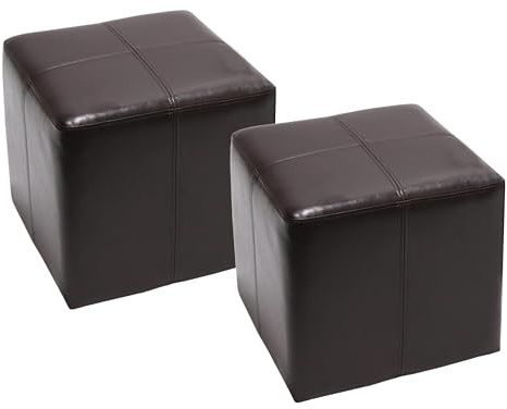 Mendler 2er-Set Sitzwürfel Hocker Sitzhocker Onex 36x36x36cm - braun | Leder + Kunstleder, MVG-Zertifiziert