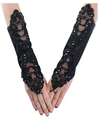 Legou Brauthandschuhe kurz Fingerlos Spitze Lace Hochzeit