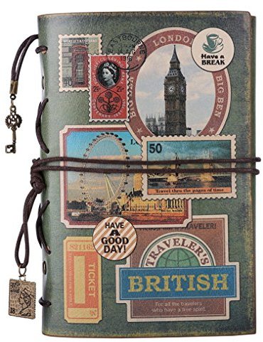 Leather Journal Notebook, MALEDEN Spiral Bound Traveler Notebook for Women Men Thanksgiving Refillable Daily Planner Sketchbook Diary with Zipper Pocket